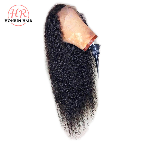 Honrin Hair 360 Lace Wig Kinky Curly Brazilian Virgin Human Hair Pre Plucked Hairline 150% Density Bleached Knots Curly With Baby Hair