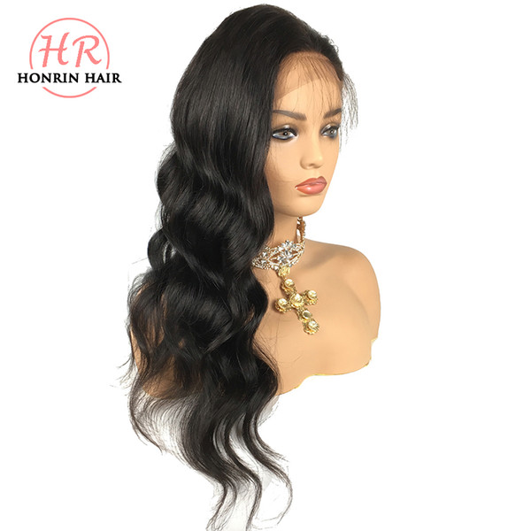 Honrin Hair 360 Lace Wig Natural Wave Pre Plucked Hairline Brazilian Virgin Human Hair Wavy Bleached Knots 150% Density With Baby Hair