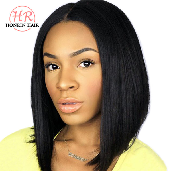 Honrin Hair Short Bob 360 Lace Wig Pre Plucked Peruvian Virgin Human Hair 150% Density Full Lace Wig Lace Front Wig Bleached Knots