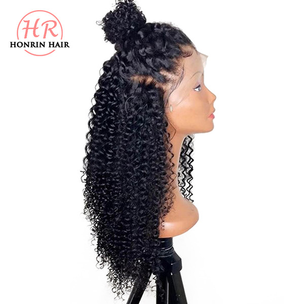 Honrin Hair Kinky Curly 360 Lace Wig Brazilian Virgin Human Hair Pre Plucked Hairline 150% Density Bleached Knots With Baby Hair Glueless