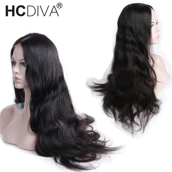 Malaysian Body Wave 360 Full Lace Frontal Wigs Pre Plucked With Baby Hair Remy Human Hair Wigs Natural Black For Woman HCDIVA Wigs