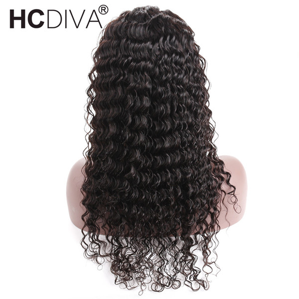 Lace Front Human Hair Wigs Peruvian Deep Wave Wig Pre Plucked Lace Wig With Baby Hair Natural Color 130% Peruvian Remy HCDIVA Hair