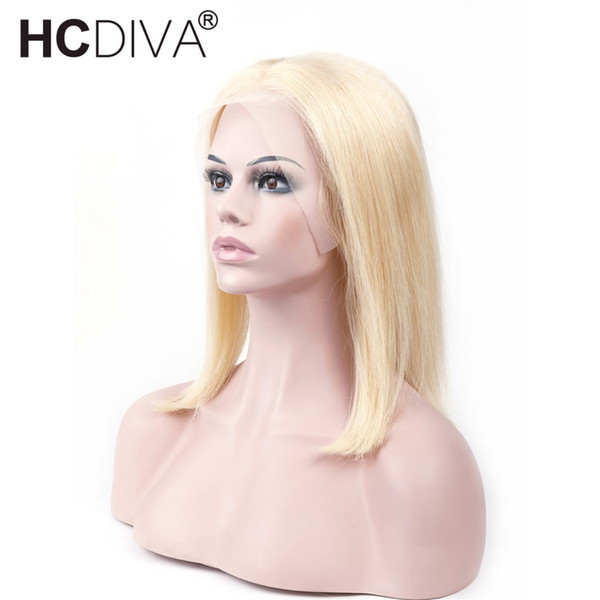 150% Density Lace Front Human Hair Wigs 613 Blonde Short Bob Straight Lace Wigs Brazilian Remy Human Hair Pre plucked Hairline HCDIVA