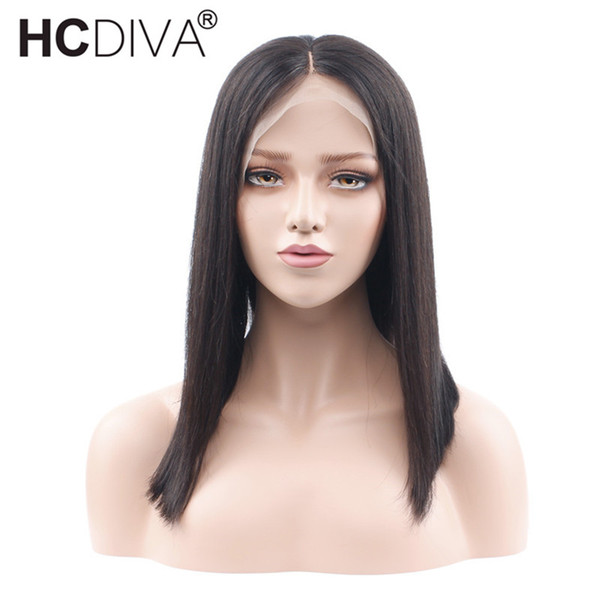 13x3 130% Density Short Bob Brazilian Remy Straight Black Blunt Cut Lace Front Human Hair Wigs For Black Women Pre Plucked Natural Hairline