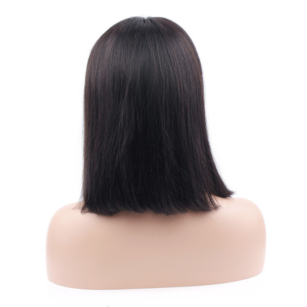 Lace Front Human Hair Bob Wigs for Women Natural Look Black/Brown Short Bob Cut Wigs Brazilian Straight Remy Hair Blunt Cut Wig