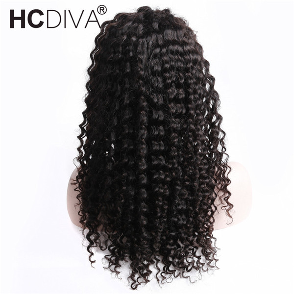 Deep Wave 360 Lace Frontal Wigs Pre Plucked With Around Baby Hair Black Color For Woman Brazilian Remy Lace Frontal Wigs HCDIVA