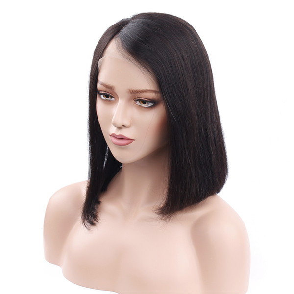 Lace Front Human Hair Bob Wigs for Women Natural Look Black/Brown Short Bob Cut Wigs Malaysian Straight Remy Hair Blunt Cut Wig