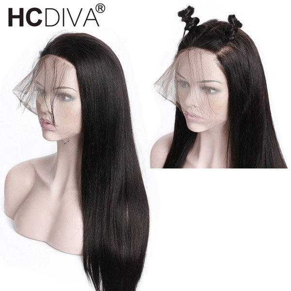 360 Lace Front Human Hair Wigs With Baby Hair 180% Density Straight Full Lace Front Wigs Malaysian Remy Hair Light Bleached Knots HCDIVA