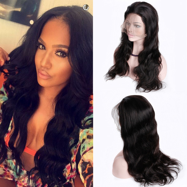 Malaysian Remy Human Hair Wigs For Black Women Body Wave 360 Lace Frontal Wigs With Baby Hair Natural Hairline Black Color HCDIVA Hair