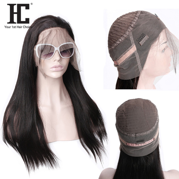 HC Hair Brazilian Straight Human Hair Wig Remy 360 Lace Frontal Wigs 150 Density With Baby Hiar Pre Plucked 