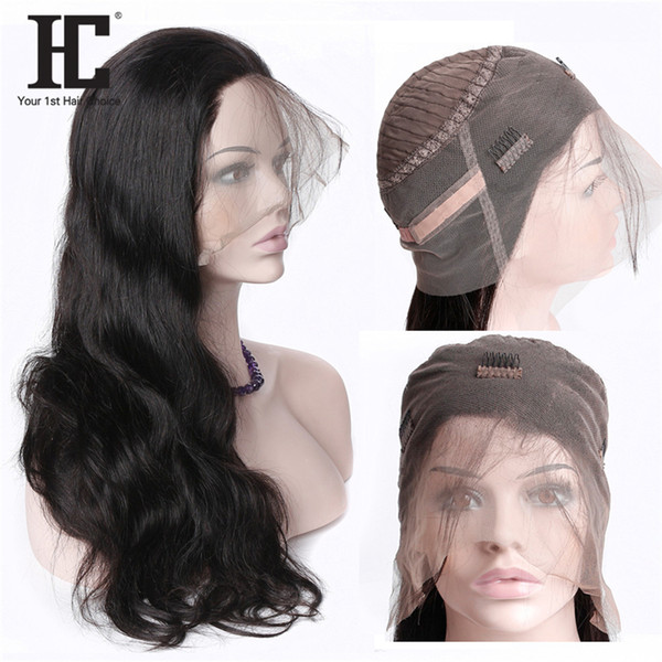 HC Hair Brazilian Body Wave Remy Human Hair Wig 360 Lace Frontal Wigs With Natural Hairline 150 Density Swiss Lace