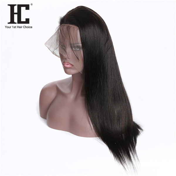 HC Hair Product Full Lace Frontal Wig Pre Plucked With Baby Hair 150% Density Brazilian Straight Human Hair For Women