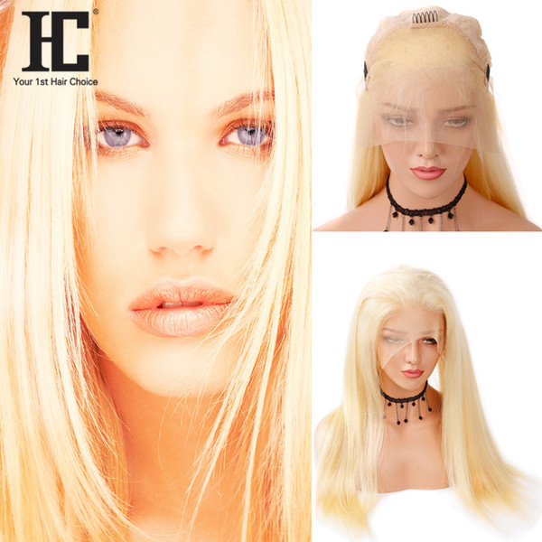 HC Hair Wigs For Women 613 Blonde Lace Frontal Wigs Pre Plucked With Baby Hair Straight Brazilian Remy Human Hair Lace Frontal Wigs