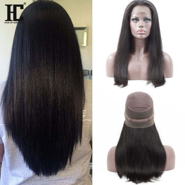 Human Hair 360 Lace Front Wigs 100% Brazilian Virgin Hair 360 Lace Wigs 22.5*4*2 Straight Lace Front Wigs For Black Women