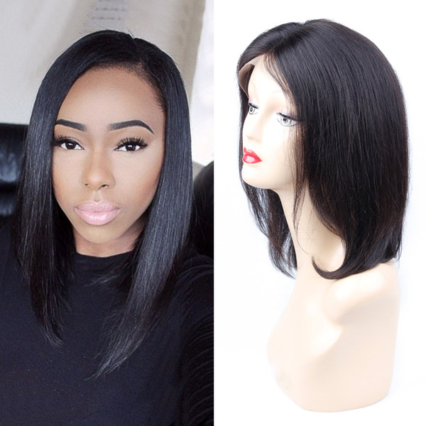 HC Products Glueless Lace Frontal Wigs For Women Straight Remy Human Hair Wig with Baby Hair Pre Plucked Black Hair