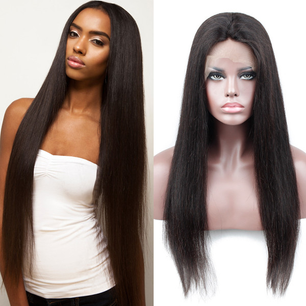 Lace Front Human Hair Wigs For Black Women Pre Plucked Malaysian Straight Wig With Baby Hair 10-24 Inch Non-Remy Hair