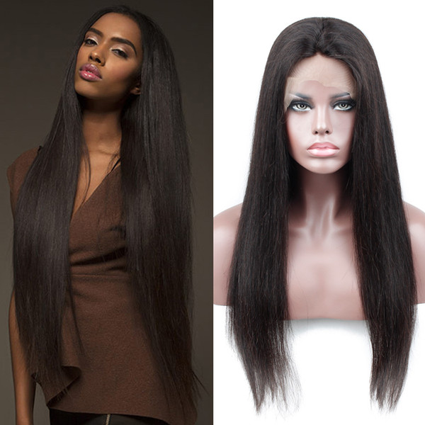 Brazilian Remy Human Hair Natural Color Straight Lace Frontal Wigs Density 130% Straight Hair Lace Wig With Baby Hair