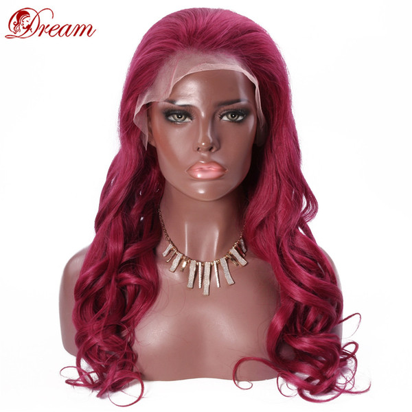 Remy Queen Loose Wave Front Lace Wigs For Black Women 8A Burg with Baby Hair Around Natural Hairline 130% Density