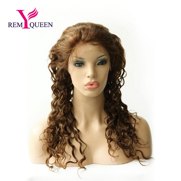 Remy Queen 4# High Light 27# Deep Wave Full Lace Wig 130% Density Nautral Hairline With Baby Hair Double Bleached Knots