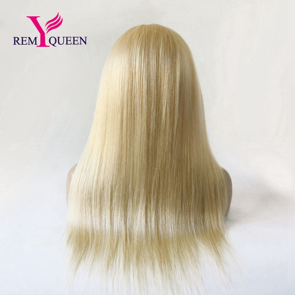 Remy Queen Indian Luxury Blonde 613# Full Lace Wig Silky Straight 130% Density 10A Virgin Remy Hair Breathable Lace with Natural Hairline