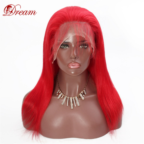 Remy Queen Human Hair Orange silk straight Full Lace Wig 130% Medium Density Plucked With Baby Hair