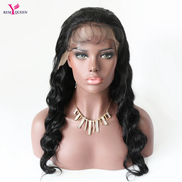 Remy Queen Body Wave Front Lace Wigs For Black Women 8A Natural Color Wig with Baby Hair Around Natural Hairline 130% Density