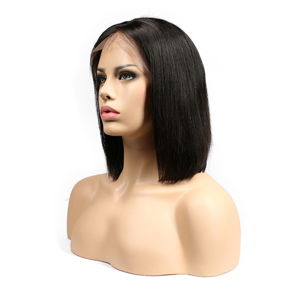 Pre Plucked Human Hair Short Bob Wigs For Black Women Brazilian Virgin Hair Lace Front Human Hair Wigs Bleached Knots