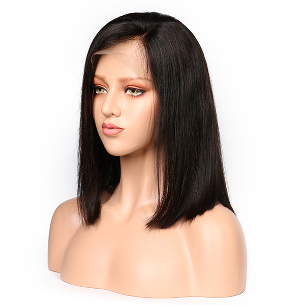 Short Human Hair Bob Wigs For Black Women Brazilian Virgin Lace Front Human Hair Wigs 150% Density With Baby Hair 10 Inch