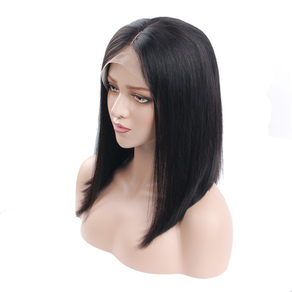 Short Bob Wigs 13x3 Lace Front Human Hair Wigs With Baby Hair 130% Density Brazilian Virgin Hair Natural Black For Women