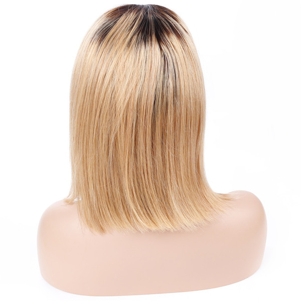 Bob Lace Front Wig With Baby Hair Ombre 1B/27 Peruvian Straight Pre Plucked Human Hair Wigs For Women Remy Lace Wigs Alot