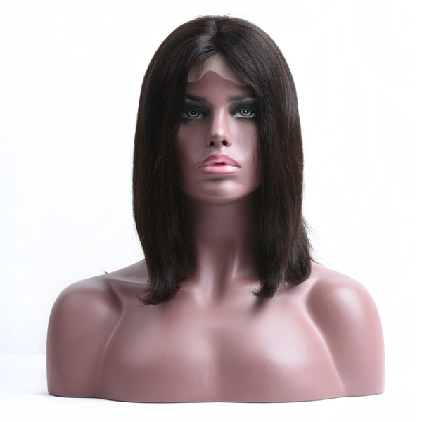 Pre Plucked Human Hair Wigs With Baby Hair Silky Straight Brazilian Virgin Lace Front Bob Wigs For Black Women Lace Frontal Wig