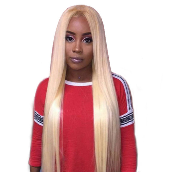 613 Blonde Full Lace Wig Human Hair Silky Straight Glueless Brazilian Remy Human Blonde Hair Lace Front Wigs Pre Plucked For Women