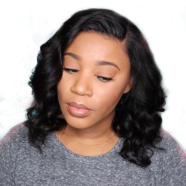 360 Full Lace Bob Wigs Short Wavy Bob Cut Preplucked Glueless Virgin Peruvian Hair 360 Full Lace Human Hair Wigs Bleached Knots