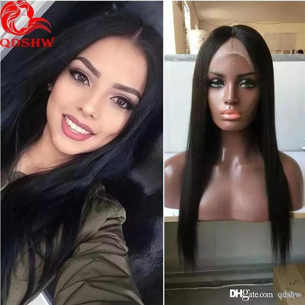 360 Full Lace Human Hair Wigs Pre Plucked Long Black Straight Virgin Perucian Hair Glueless 360 Lace Frontal Wig With Baby Hairs