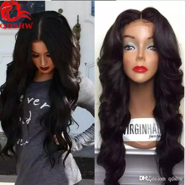 African American Lace Front Wigs Body Wave Glueless Middle Part Virgin Brazilian 100 Human Hair Full Lace Wigs With Baby Hair