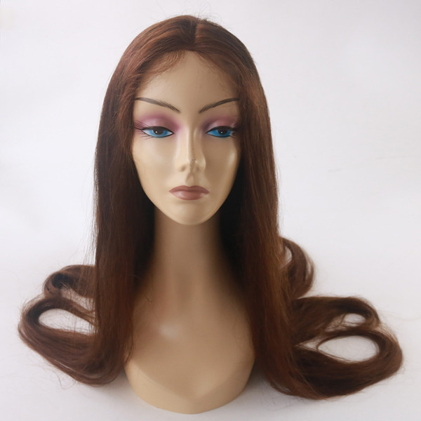 130 Density Factory Price Cheap Thick Brazilian Human Hair Wig Color 3# Skilly Straight Base Human Hair Front Lace Wigs