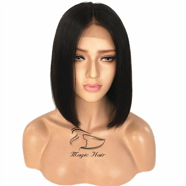 Short Human Hair Wigs Brazilian Lace Front Human Hair Wigs For Black Women Remy Straight bob Wig 130% 4x4 lace Closure Wig