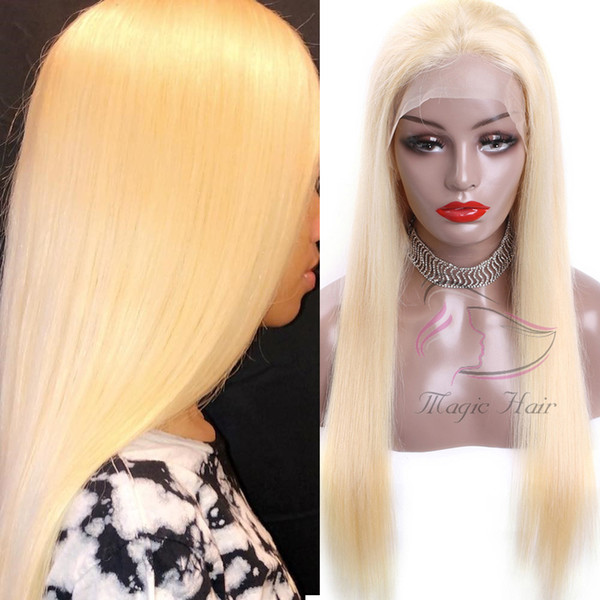 Russian Blonde Color 4X4 Lace Closure Straight Brazilian Human Hair Wig With Baby Hair 130% Density 150% Density