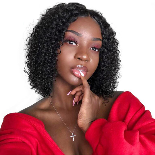 Full Lace Human Hair Bob Wigs For Black Women Pre Plucked With Baby Hair 130%Deep Curly Short Wigs Remy Brazilian Lace Front Wigs