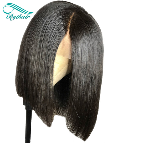 Bythair 360 Lace Wig Short Bob Pre Plucked Hairline 360 Wig Brazilian Virgin Human Hair 150% Density Bleached Knots With Baby Hair