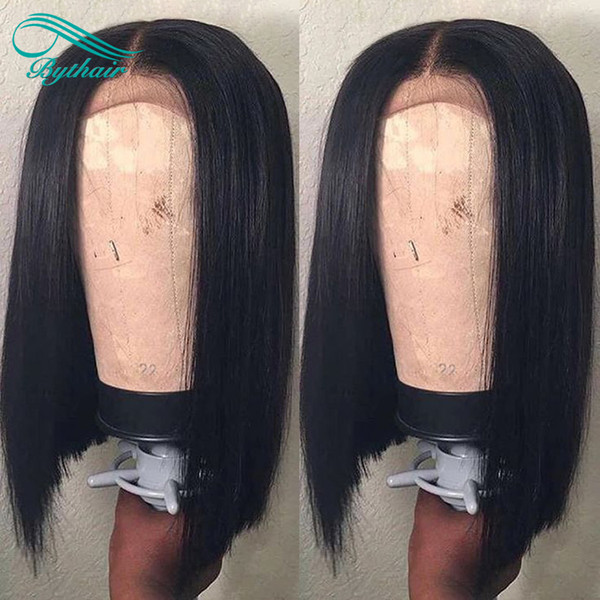 Bythair Short Bob 360 Lace Wig Pre Plucked Hairline 360 Wig Bob Malaysian Virgin Human Hair 150% Density Bleached Knots With Baby Hair