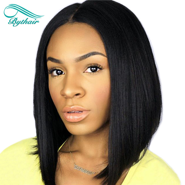 Bythair 360 Lace Wig Short Bob Brazilian Virgin Human Hair Pre Plucked Hairline 150% Density Bleached Knots With Baby Hair Glueless