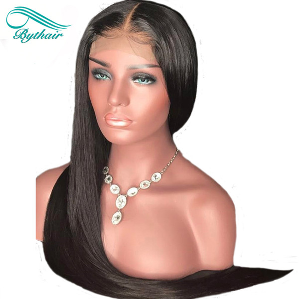 Bythair Silky Straight 360 Lace Wig Malaysian Virgin Human Hair Pre Plucked Hairline 360 Wig 130% Density Bleached Knots With Baby Hair