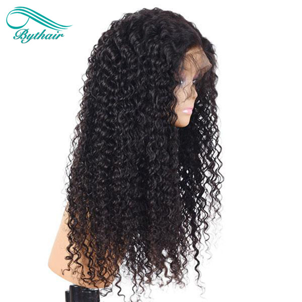 Bythair Kinky Curly 360 Lace Wig Malaysian Virgin Human Hair Pre Plucked Hairline 360 Wig Curly 180% Density Bleached Knots With Baby Hair