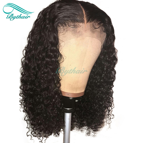 Bythair Deep Curly 360 Lace Wig Malaysian Virgin Human Hair Pre Plucked Hairline Short Curly 180% Density Bleached Knots With Baby Hair