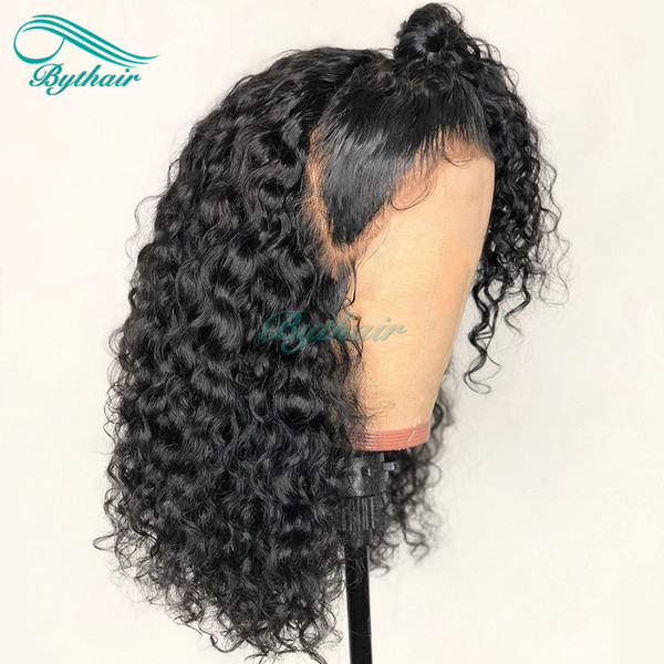 Bythair Deep Curly Short 360 Lace Wig Malaysian Virgin Human Hair Pre Plucked Hairline Curly 150% Density Bleached Knots With Baby Hair