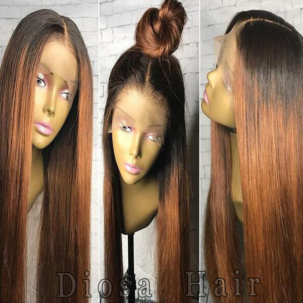 Diosa Ombre Lace Front Wigs Human Hair Brazilian 1bT30 Silky Straight Lace Front Human Hair Wigs Glueless Full Lace Wigs 150 Density