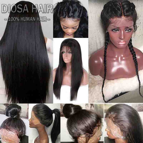 Diosa Brazilian Human Hair 150 Density Wigs Full Lace With Baby Hair Straight Pre-plucked Natural Hairline Lace Front Wigs For Black Women