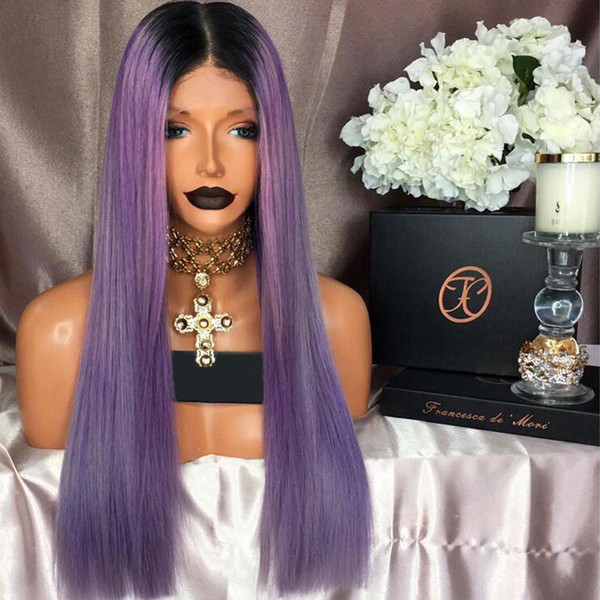 Diosa Ombre Full Lace Wigs With Baby Hair Purple Ombre Lace Front Wigs Ombre Human Hair Wigs 1bTPurple Brazilian