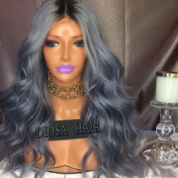 Top Fashion Wavy Grey Full Lace Human Hair Wigs With Baby Hair For Women GLueless Lace Front Wigs Wavy Full Lace Wig